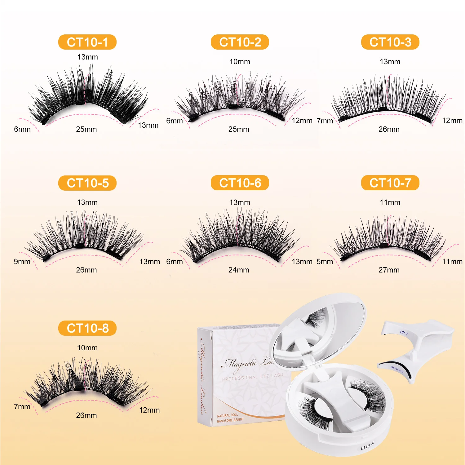 Pestañas magnéticas Estensioni 1/2 pares de pestañas de visón 3D hechas a mano Pestañas postizas reutilizables y pestañas postizas no extraíbles 