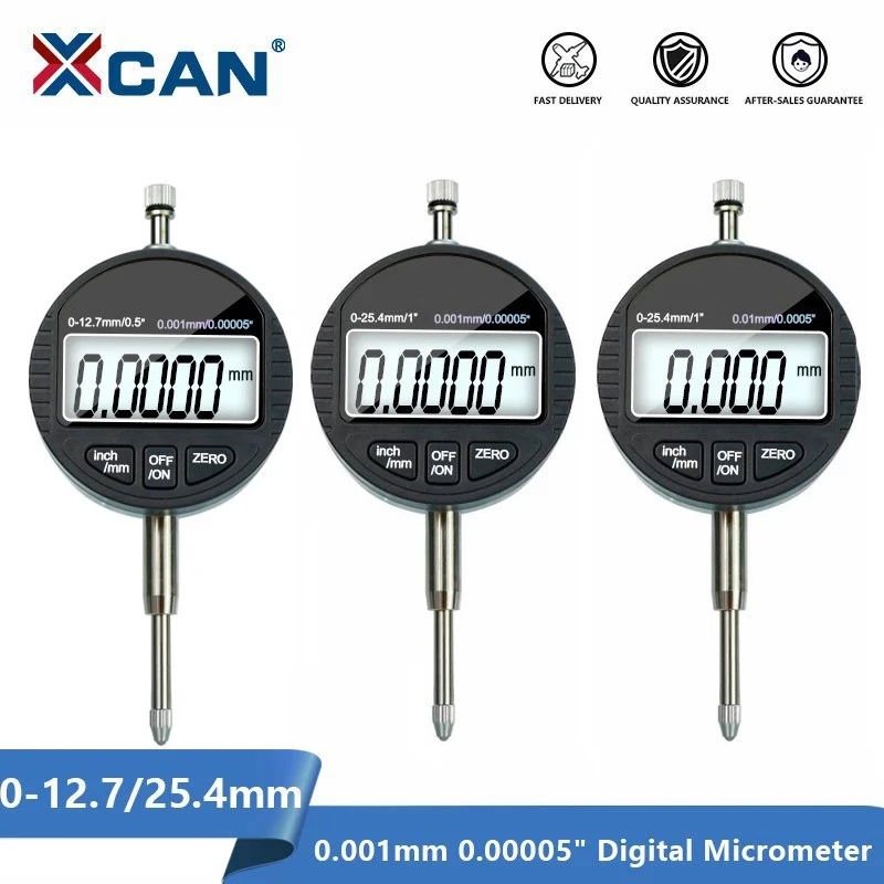 XCAN mikrometr cyfrowy 0-12.7mm/0-25.4mm 0.001mm 0.00005 "mikrometr elektroniczny czujnik zegarowy narzędzia pomiarowe