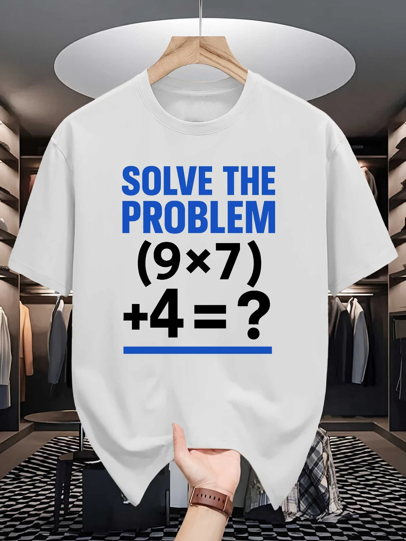 Mens Crew Neck T Shirt Solve The Problem Math Equation Graphic Tee Casual Summer Tops For Math Nerds Students Daily Gift