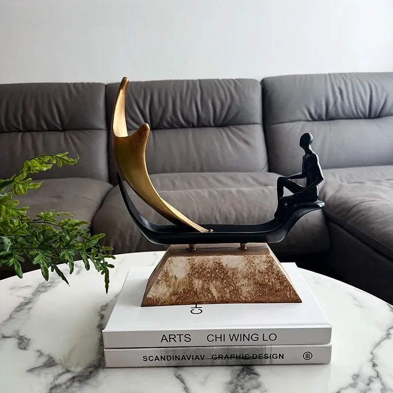 

Modern Minimalist Sailboat Sculpture, Desktop Decor for Living Room & Study, Resin Art Figurine Creative Gift for Home Office