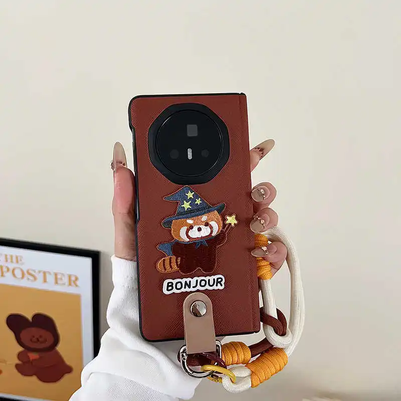 

Милый мультяшный чехол для Honor Magic V3/V5, складной с ремешком на руку, противоударный защитный чехол для всего тела, женские аксессуары