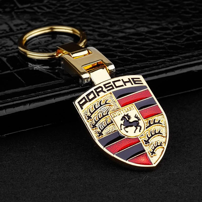 Car Badge Keychain Zinc Alloy Keyring Pendant For Porsche 911 718 Taycan Panamera Cayenne Macan Boxster Cayman Pajun 918