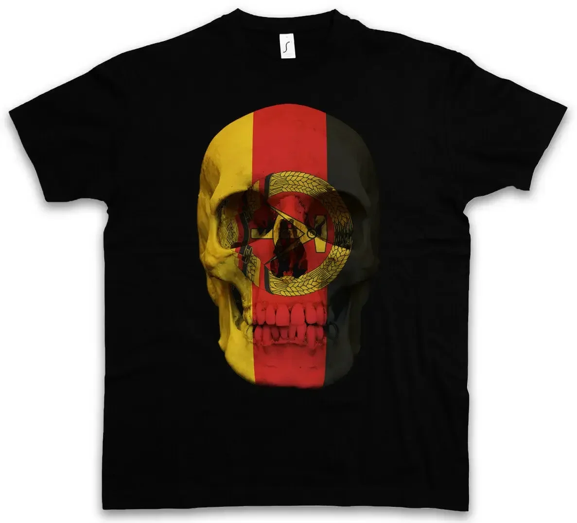 Classic Biker MC Banner Printed East Germany Skull Flag T-Shirt. Summer Cotton Short Sleeve O-Neck Men's T Shirt New S-3XL