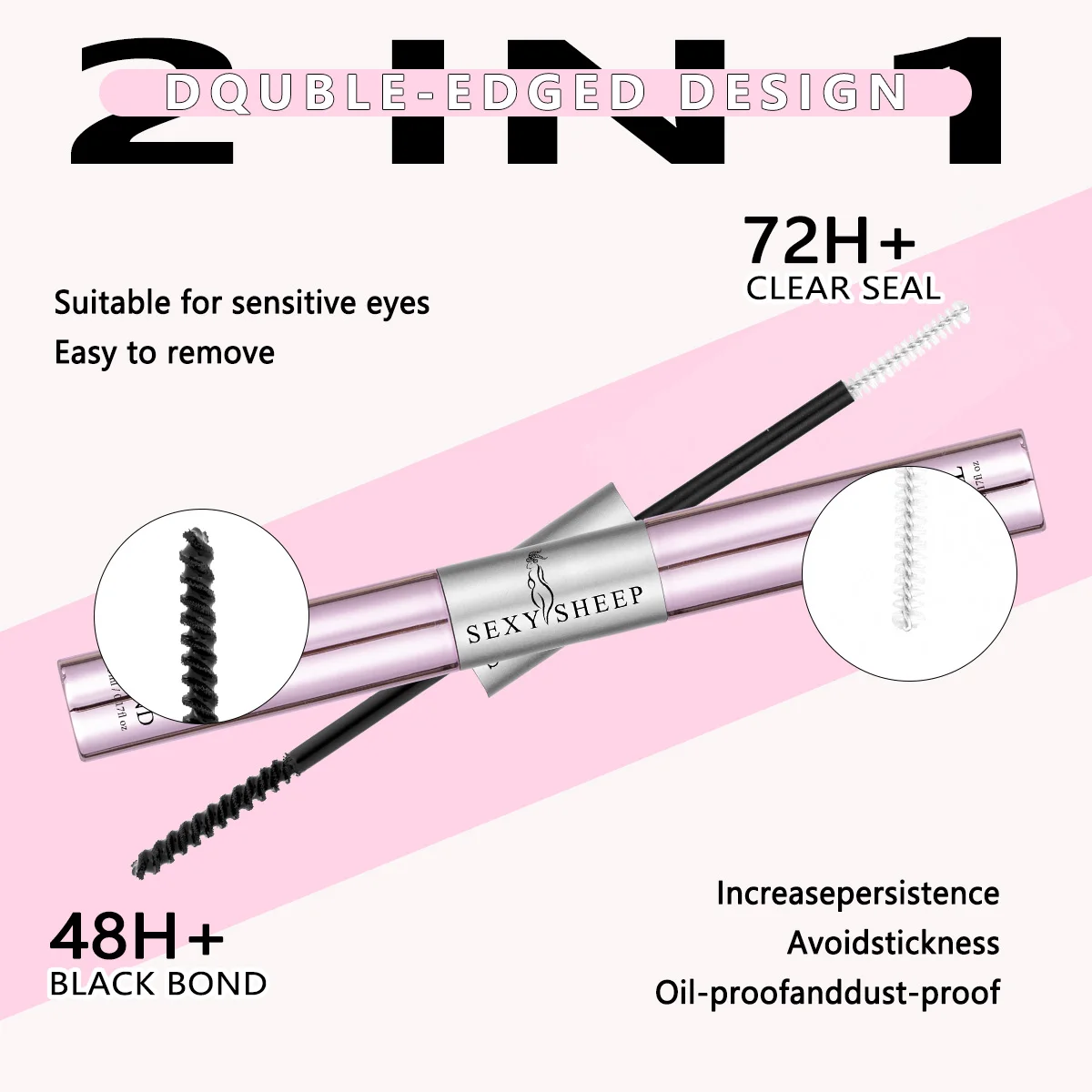 Lash Glue Bond and Seal 10ml Long Lasting Strong Hold Waterproof 2 in 1 Cluster Eyelash Glue for DIY Lash Extensions