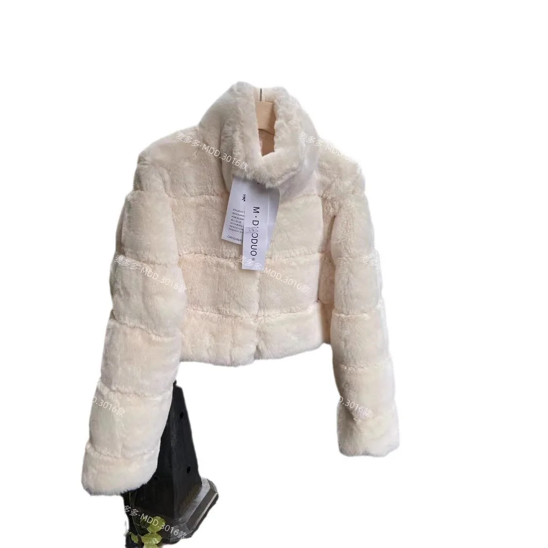 Dames dik namaakbont ritsjack korte jas elegante coltrui met lange mouwen jassen warm casual normale harige jassen winter