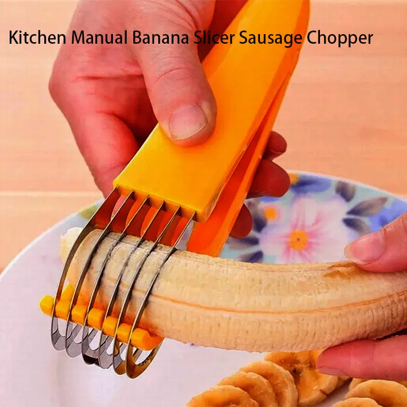 Stainless Steel Banana Cutter: All-in-One Fruit, Vegetable, Vegetable Fruit Slicers Cutter Cucumber Sala Shredders Cooking Tools