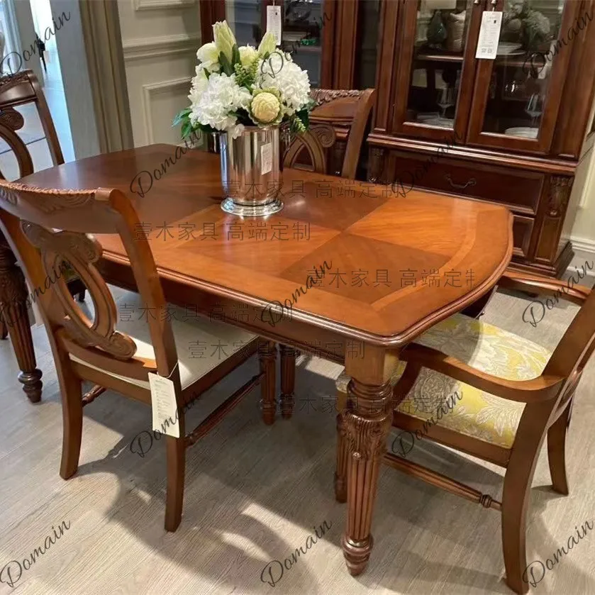 American dining table American solid wood retro rectangular dining table and chairs custom size apartment household