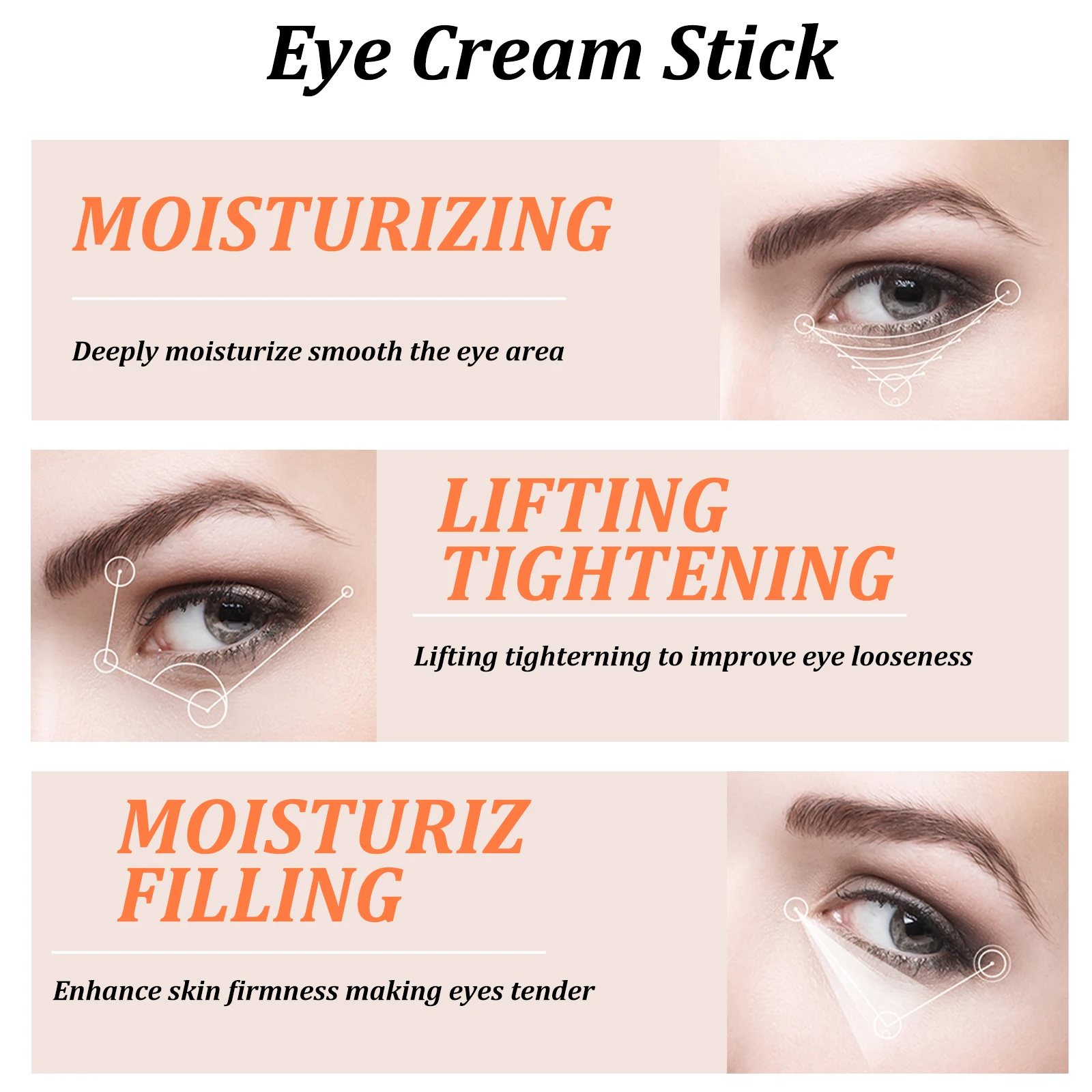 OUHOE Snail Peptide Eye Cream Stick Relieve Eye Fatigue, Dark Circles Puffiness  Portable Under Eye Treatment for All Skin Types