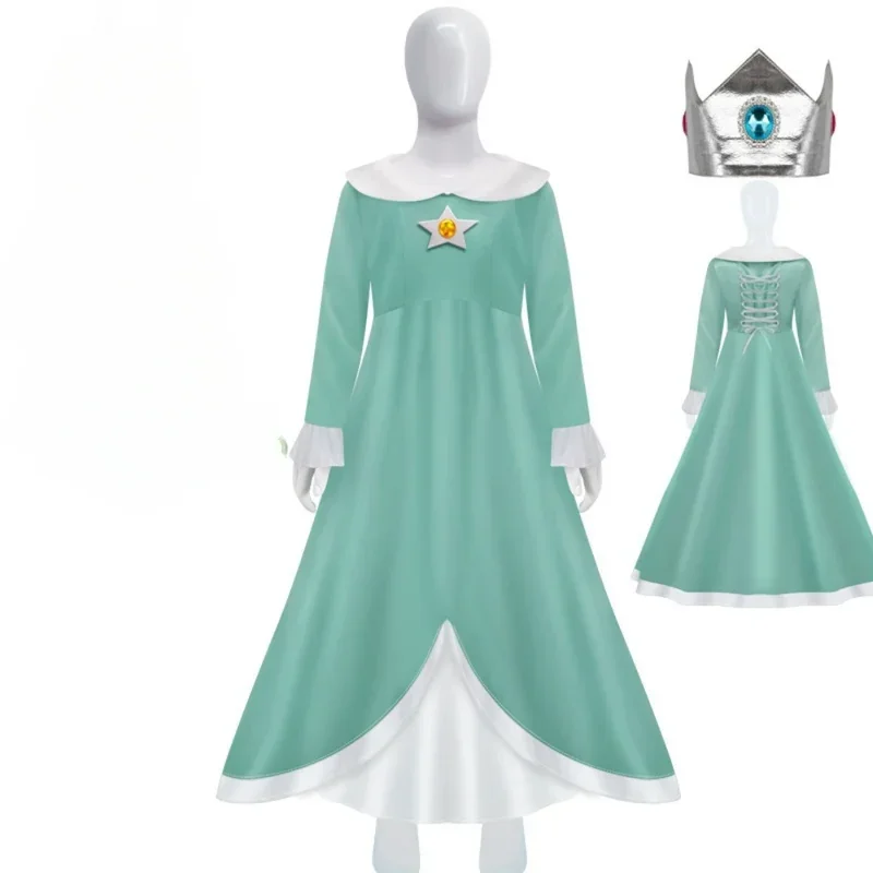 HN8 ピーチ姫コスチューム女性用ピンクドレスウィッグアクセサリーフルセットアニメセット女の子用) 4Dc