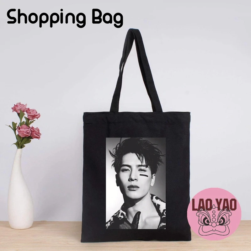 Birthday Gift Shopping Bag Pop Singer Tote Bags for Women Jackson Wang Fans Souvenirs Shopper Women's Woman Cloth Canvas