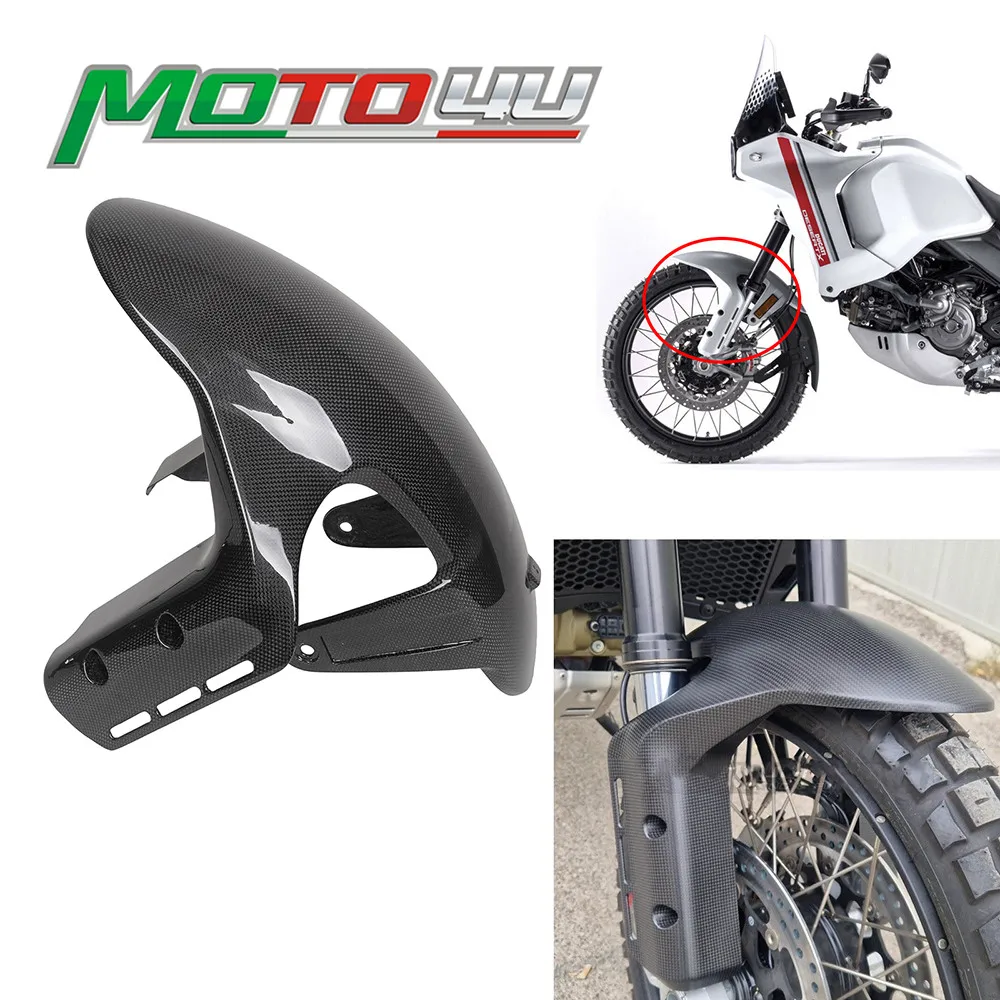 

MOTO4U For Ducati DesertX 2022 2023 100% Carbon Fiber Front Fender Motorcycle Front Tire Fender Guard Hugger