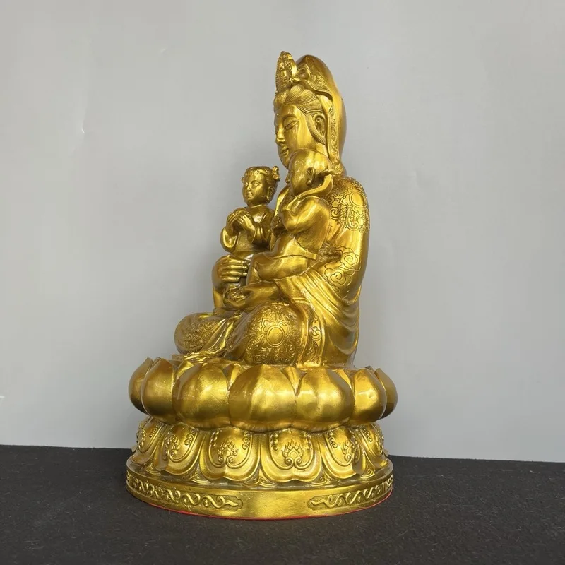 New brass double-child-giving home decor, Bodhisattva, wrought iron South Sea Guanyin Buddha