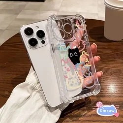 For Tecno Camon 30 Pro Pova 6 Neo Spark Go 1 2025 Spark 30C 30 Pro Phone Case Cute Black Cat Four-Corner Anti-Fall Soft Covers