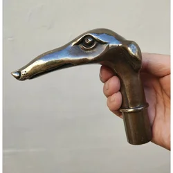 Antique Victorian Bronze Walking Stick with Gun Head Holding Dog