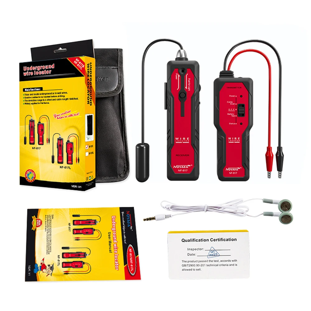NOYAFA NF-817L Ondergrondse Kabelzoeker Anti-Interferentie Kabeltester Visual Fault Wire Tracer Professionele Kabelzoeker