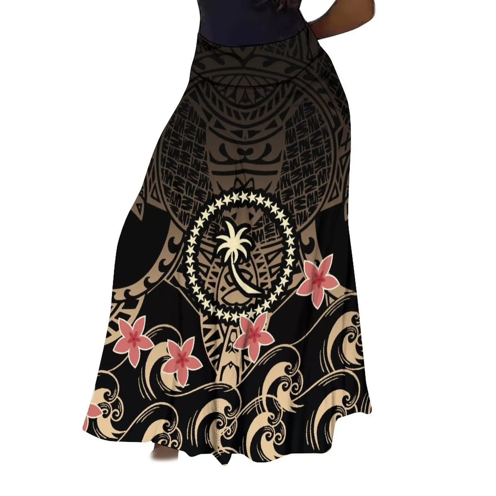 

Polynesian Art Print Fashionable Pleated Skirt For Women Custom-Made Plant Print Festival Celebration Adult Clothing