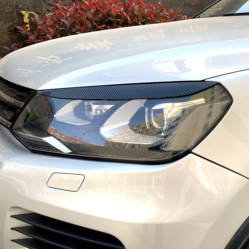 Auto Headlight Lamp Eyebrows Cover Trim Stickers Car Eyelids Lids ABS Carbon Fiber Eyebrow For Volkswagen VW Touareg 2010-2018