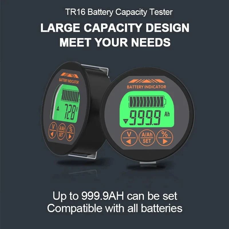 High Precision Waterproof Coulomb Meter 8-120V 50A/100A/350A LCD Digital Battery Capacity Tester with 2m Cable Ammeter Voltmeter