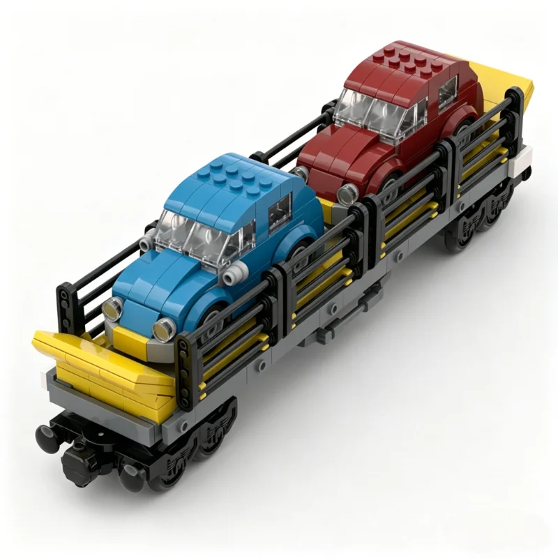 321PCS Motorail Carflat Transporter Train Wagon Building Blocks Model Custom Puzzle DIY Learning Assembly Educational Toy Gift