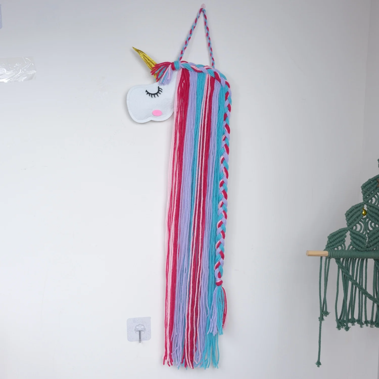 Einhorn, Haarspange für Mädchen und Aufbewahrung für Haaraccessoires, Wanddekoration für das Zimmer, Aufbewahrungsregal für Haarbänder, niedliches, handgefertigtes Filzprodukt. – Detail 13