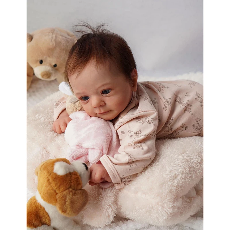 45cm Reborn Baby Doll Felicia Already Finished Dolls with rooted Hair Soft Vinyl Newborn Baby 3D Skin Visible Veins