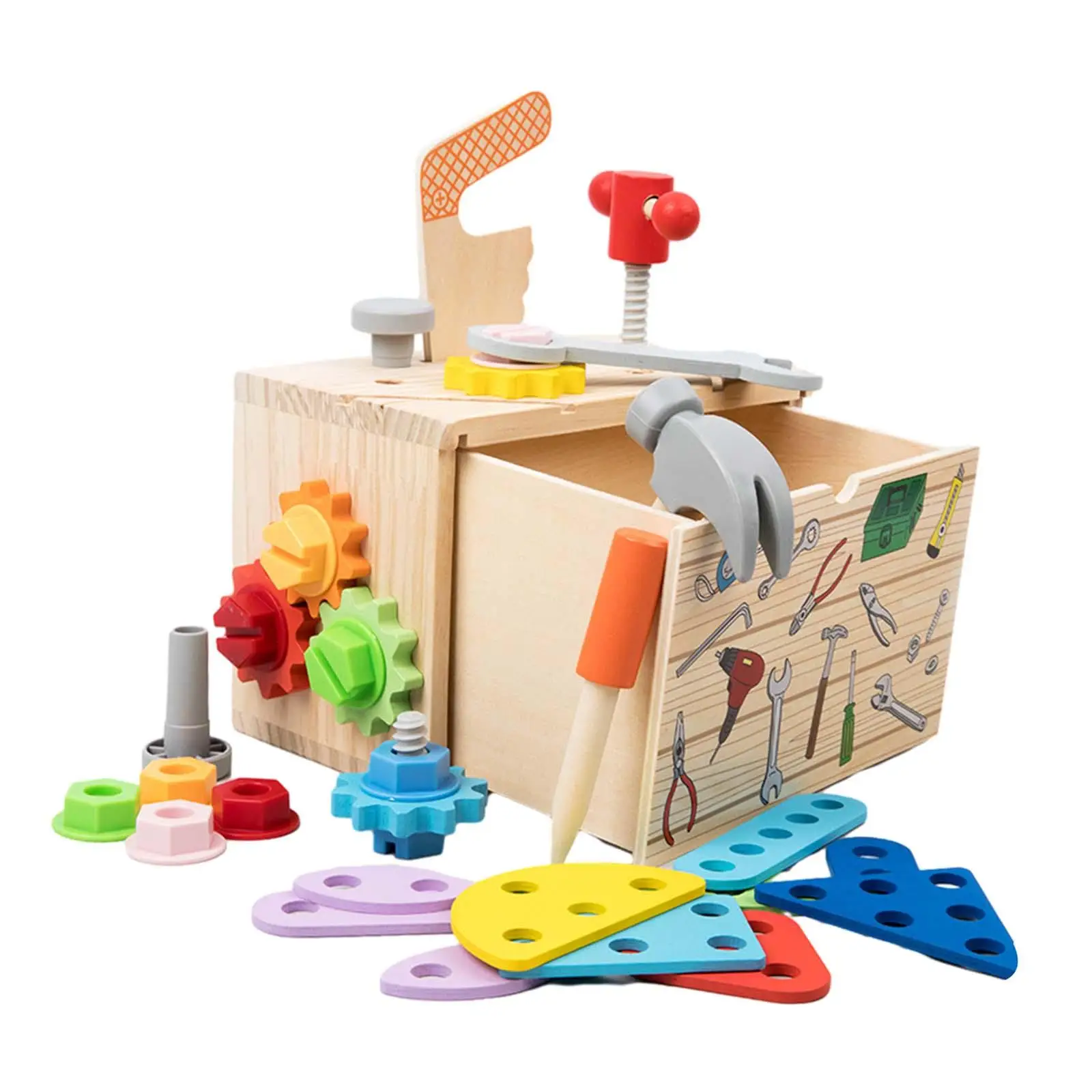 Wooden Toolbox Toy Montessori Toys for Festivals Toddlers 2 3 4 5 Years Old