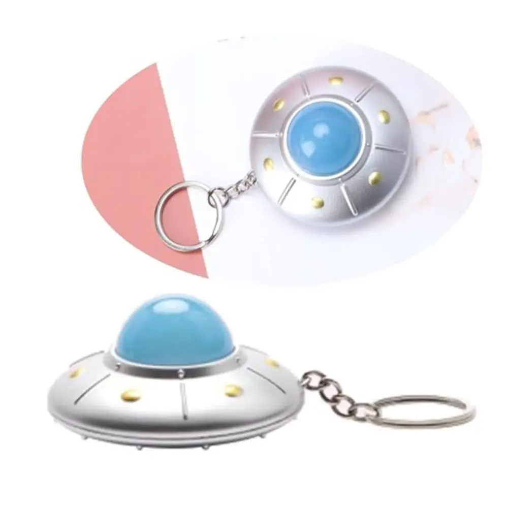 Kids LED Light UFO Keyring Pendant Ornament Flying Disc Keychain Cute Mini Spaceship Model Keyring Children Adults