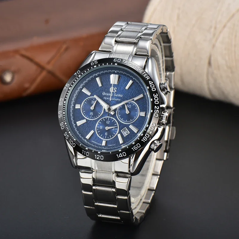 Seiko-Relógio Quartz Masculino, Marca Grand Seiko, Relógios Correia de Couro, AA