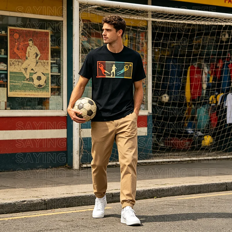 Vintage Torwart-T-Shirt, Fußball-Torwart-Geschenk-T-Shirt, Y2k-Torwart-T-Shirt, tolle Bekleidung, Humor, Fußball-Torwart-Grafikkleidung – Detail 4