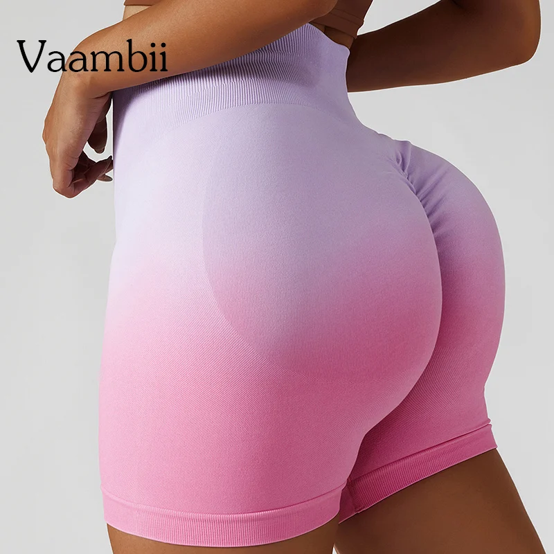 

Gradient Scrunch Butt Spandex Yoga Shorts Women Seamless New Cycling Running Fitness High Waist Push Up Gym Shorts Leggings