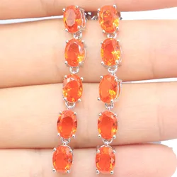 Buy 5 Get 1 Free 43x5mm Pretty Long 4.3g Green Tsavorite Garnet Orange Spessartine Garnet Swiss Blue Topaz Silver Earrings