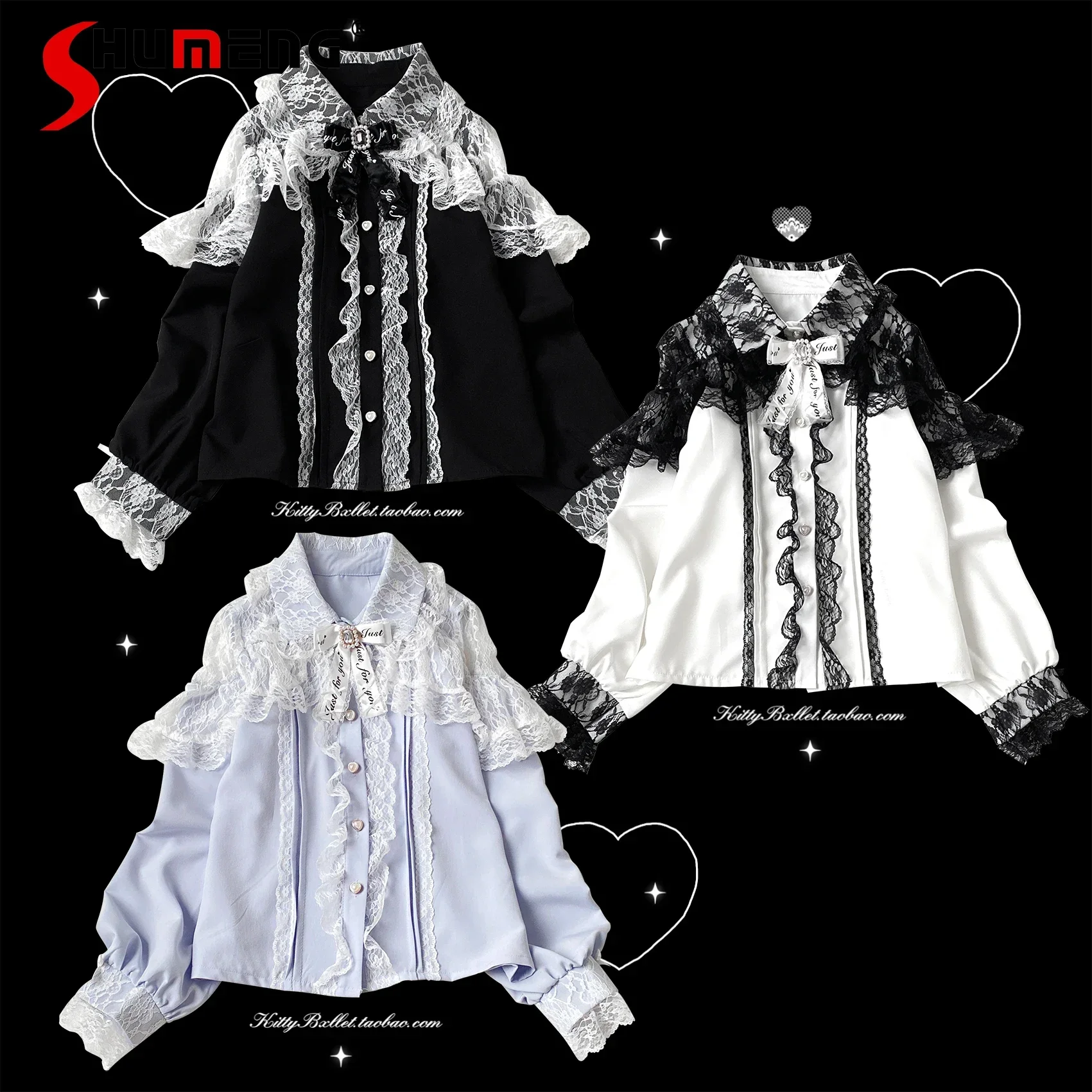 Japanese Mines Style Mass-produced Lace Cape Splicing Long Sleeve Bow Single-breasted Versatile Sweet Shirts Blouse Women Spring