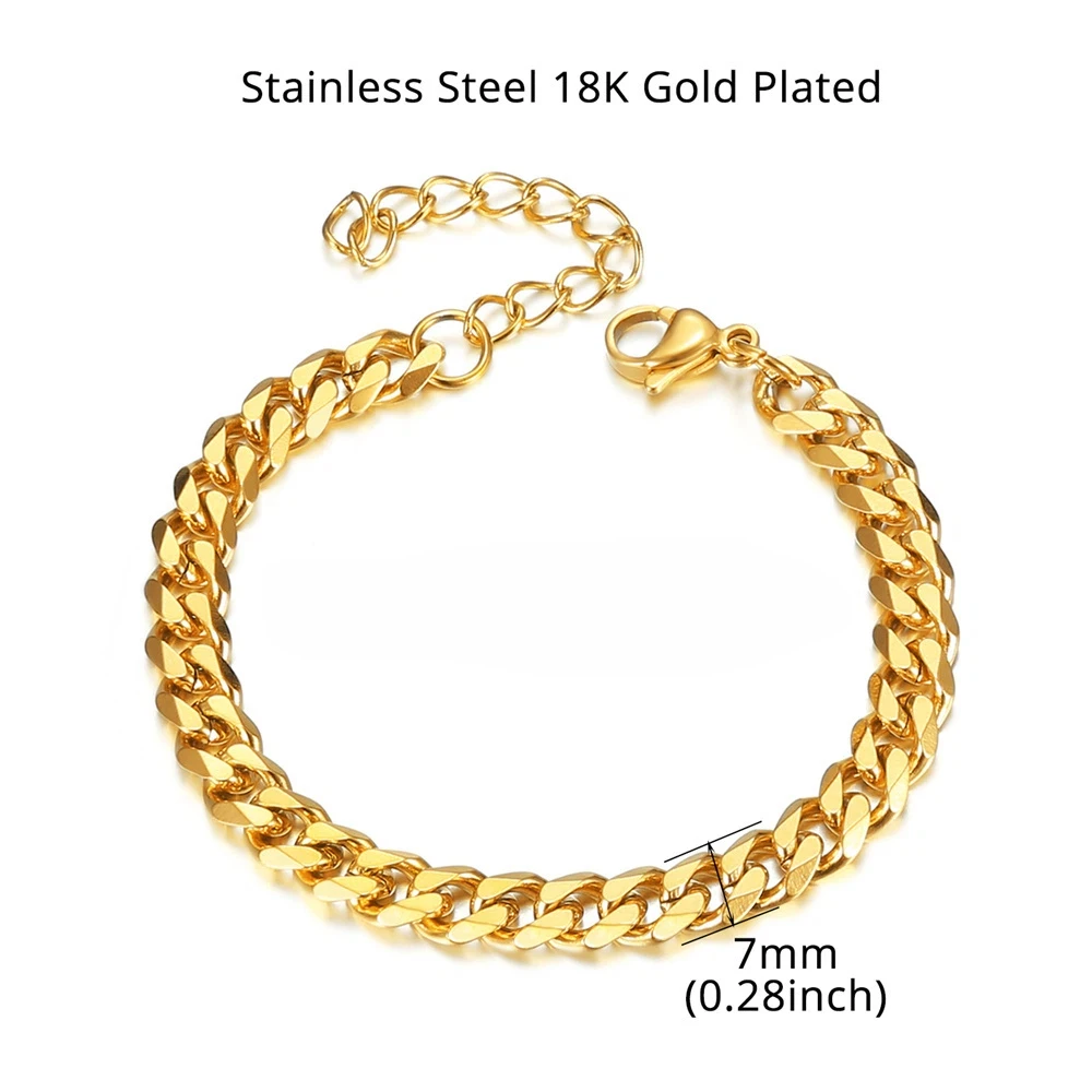 Neuestes 316L Edelstahl-Armband für Herren, Großhandel, 7mm Goldfarben, Herren-Handkette, Gliederarmband, Hip-Hop-Schmuck, Geschenk