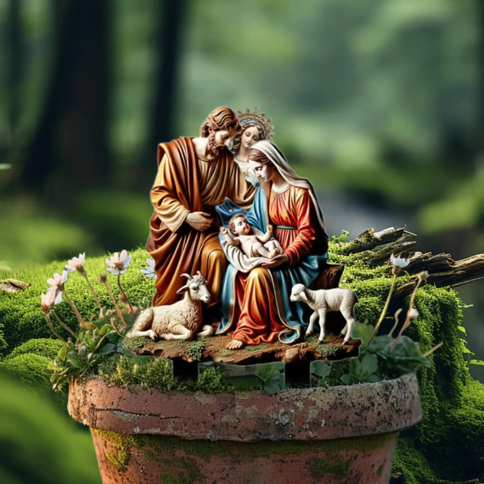 Acrylic Jesus Birth Garden Sign, Christmas Yard Stake, Outdoor Nativity Scene Garden Stake for Party, Outside Xmas Gifts
