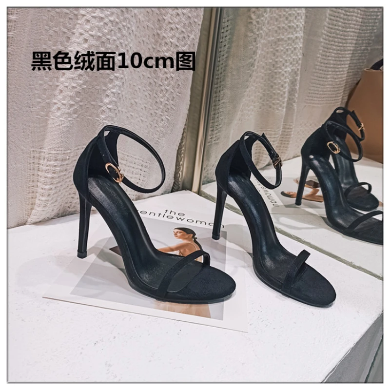 Sandali versatili neri per lo shopping, tacchi alti per riunioni, scarpe da donna sexy