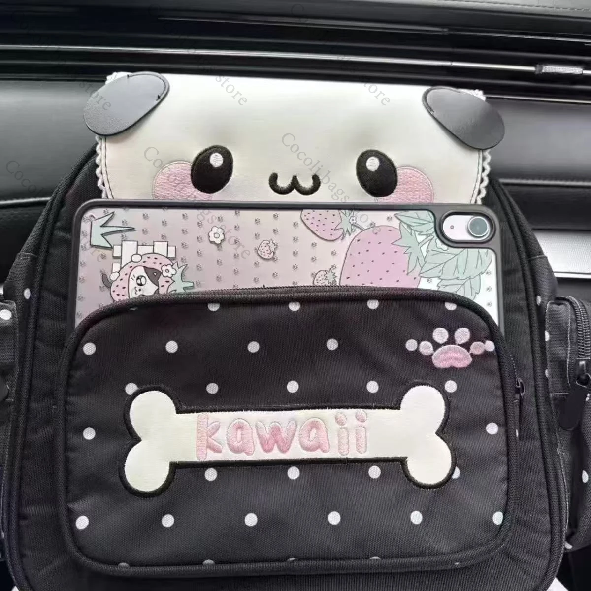 Kawaii Panda Backpack Embroidery Decor Backpacks for Women Travel Bag Cuteore Bags for Woman Lady Bags Girl's Backpacks