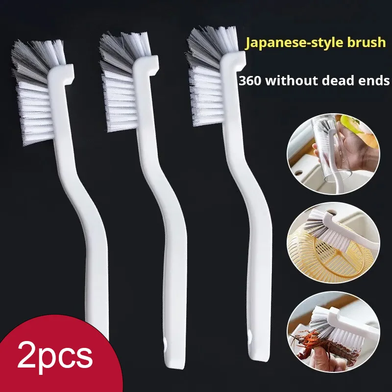 

Japanese Style Sink Brush Cleaning Cup Brush with Long Handle Elbow Design Tail Hole Wall Hanging Crevice Cleaning Accessories