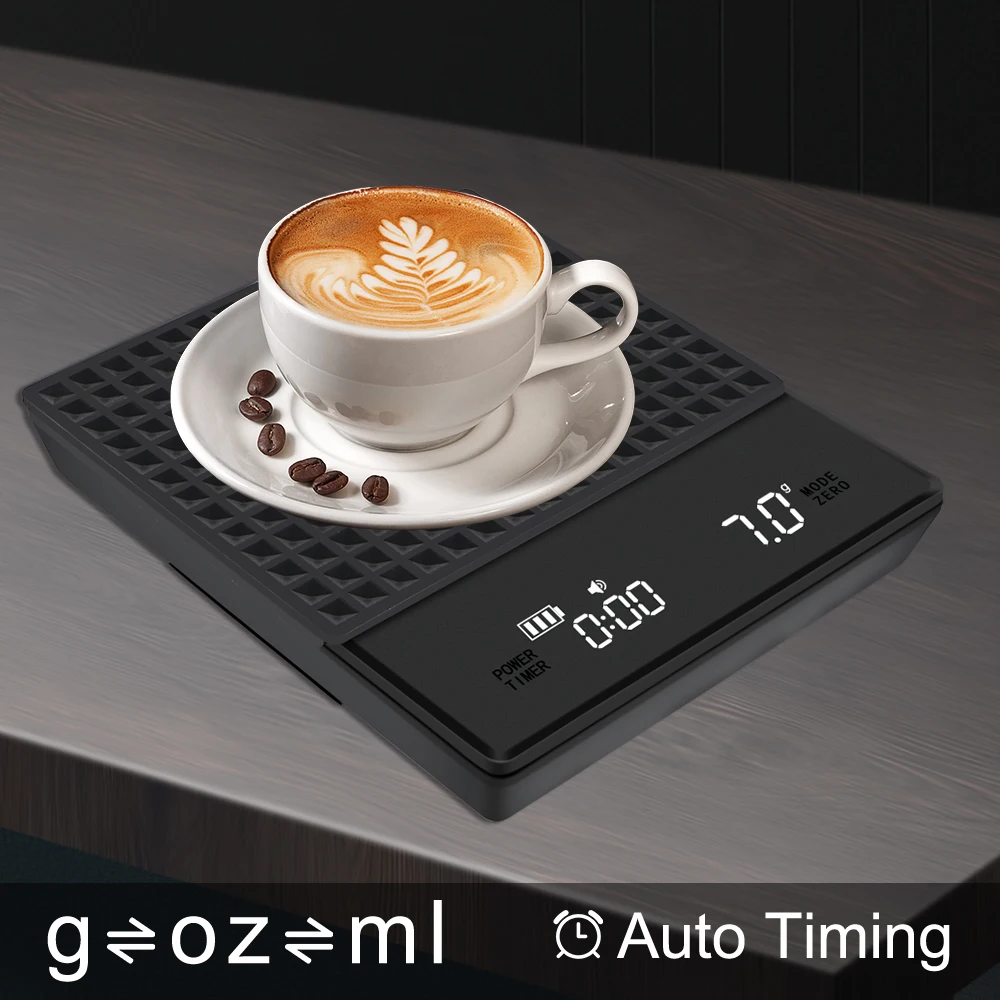 

High Precision Weighing 3KG/0.1g Electronic LED Display Coffee Kitchen Weight Scale Digital Auto Timer g/oz/ml