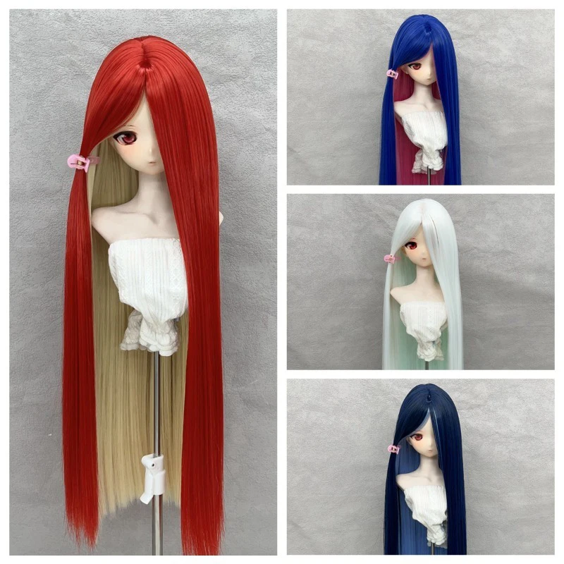 BJD Doll Wig COS Hair Long Bangs Straight Hair Double-tone Color DIY Anime Doll Wig Stylish Wig Cover Accessories Dress Up Toy