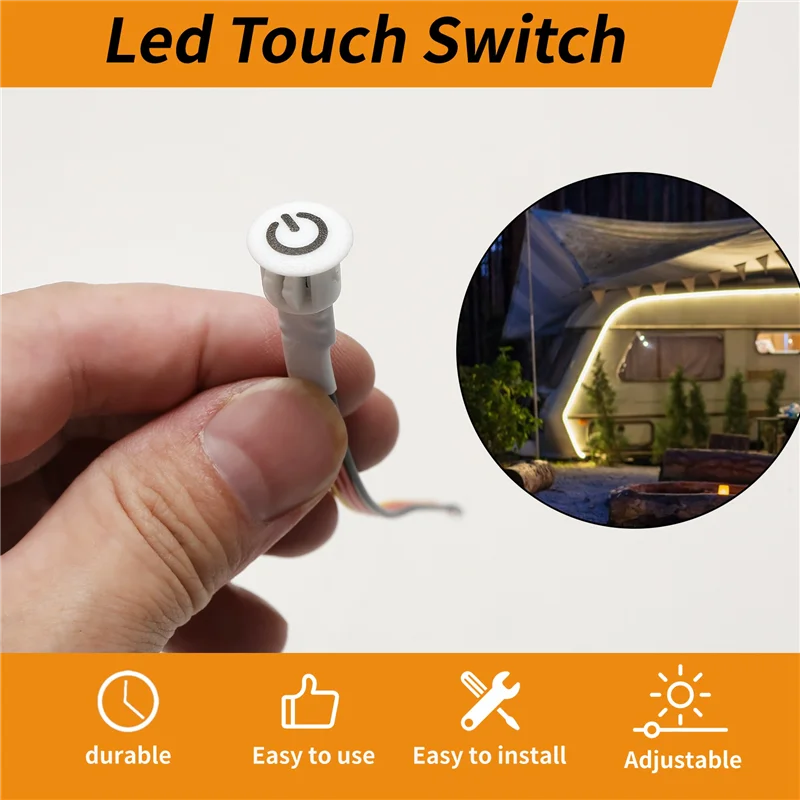 2 Stück Touch-Dimmerschalter DC3,7 V 5 V 12 V stufenloser Dimmer-Schalter-Sensor für LED-Licht, Wohnmobil, Schrank, Kleiderschrank und Streifen