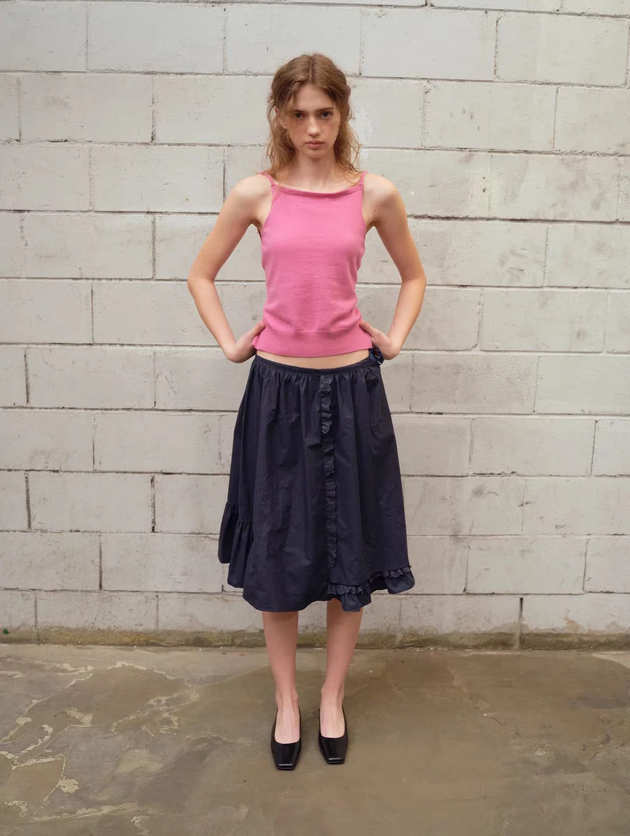 

Гладкая юбка-трапеция с высокой талией и кружевной отделкой в стиле пэчворк, женская однотонная юбка трапециевидной формы, хлопок 00% свободного покроя, новинка весны