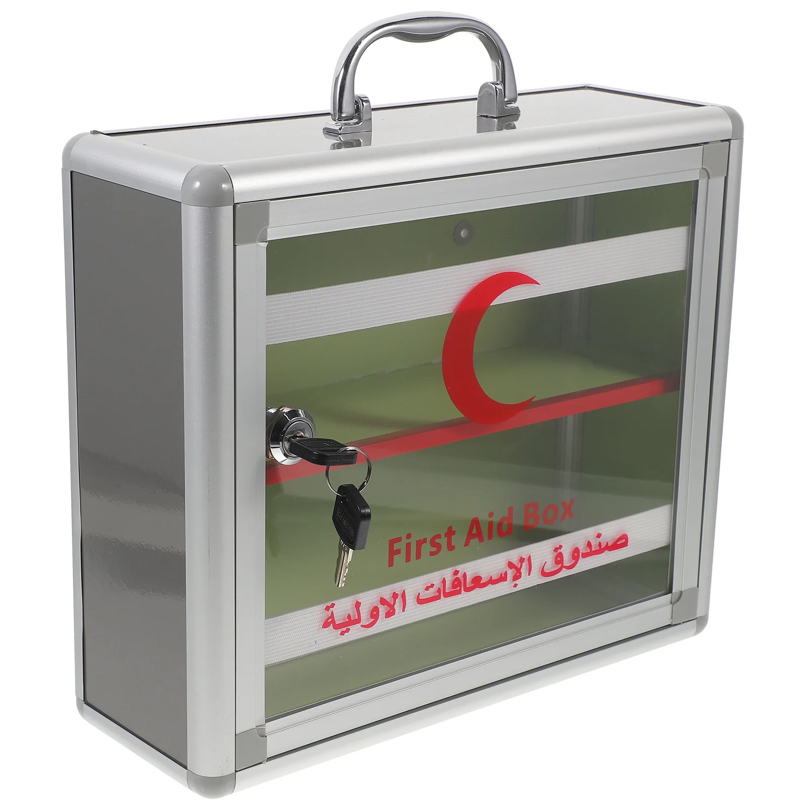 First Aid Medicine Box Aluminum Alloy Large Capacity Lockable Storage Container Wall Mounted Portable Case For Home Office