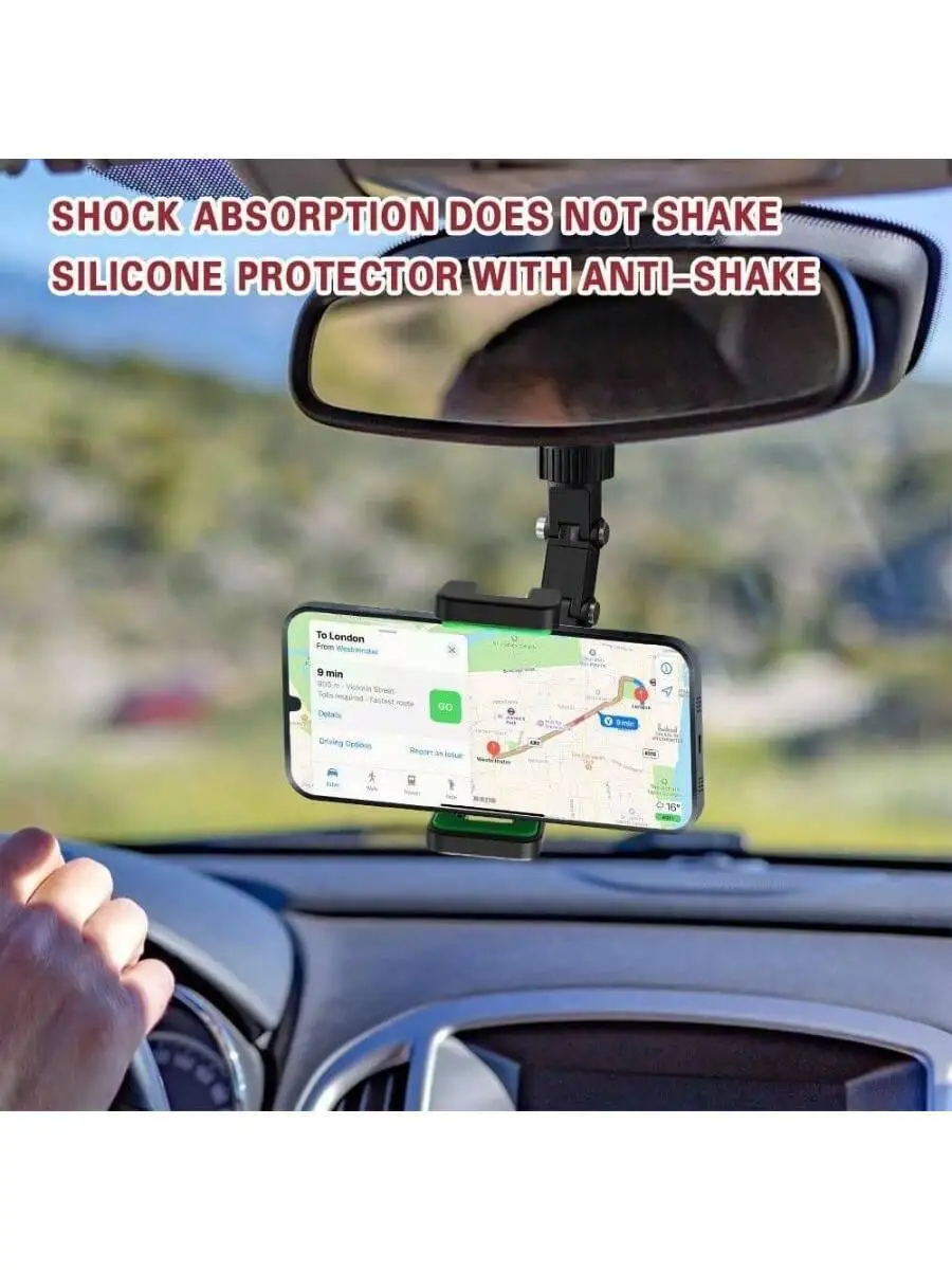 

Rearview Mirror Phone Holder Adjustable Car Mount Compatible With All Smartphones Gray