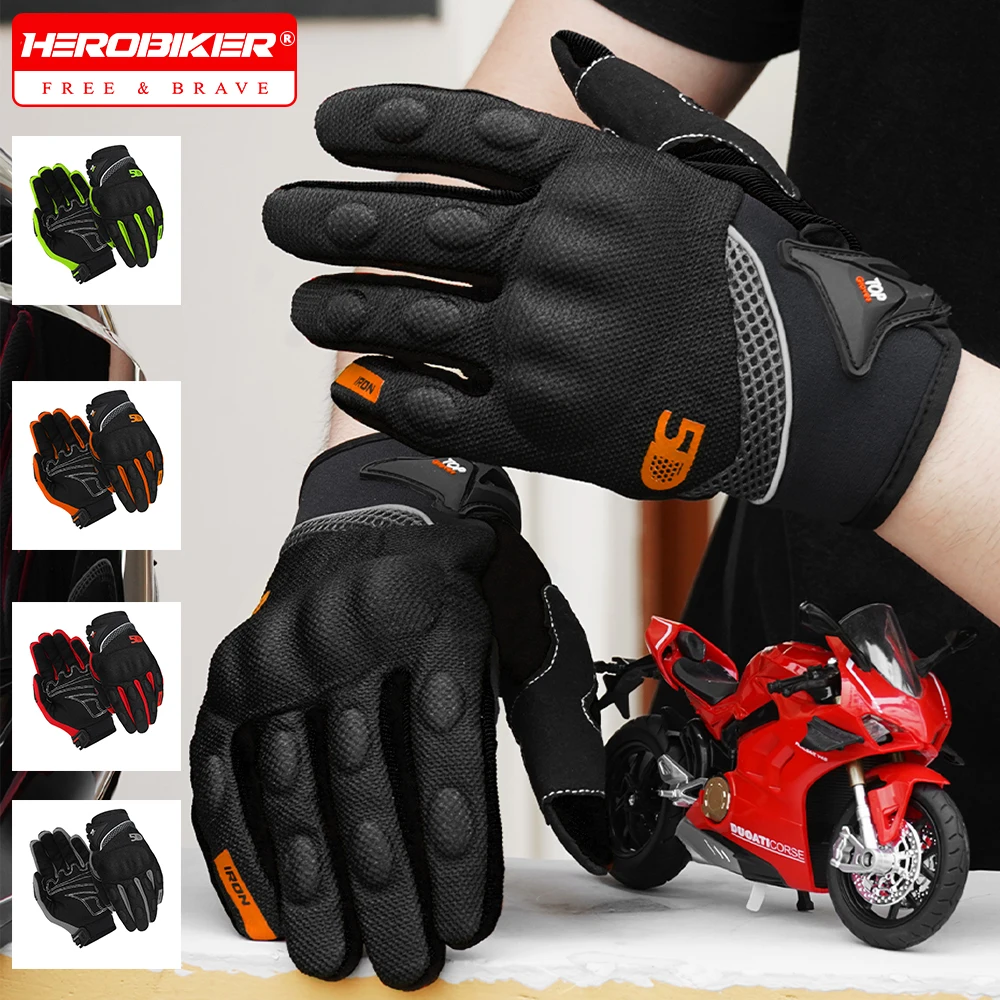 

Motorcycle Gloves Motocross Wear-resistant Touch Screen Breathable Powered Full Finger Motorbike Riding Bicycle Protective Glove