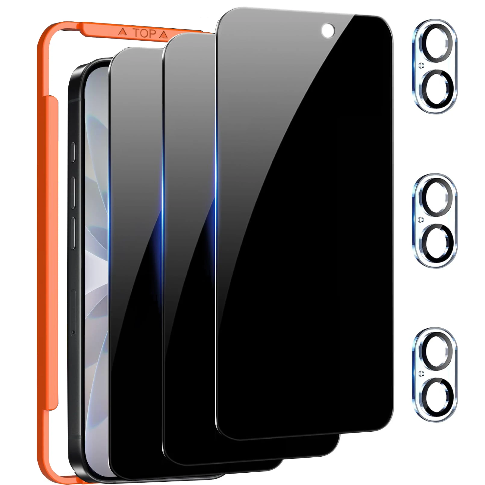 3 Pack Privacy Screen Protector for iPhone 17 Phone Case Friendly Accessories Private Film, Tempered Glass Camera Lens Protector