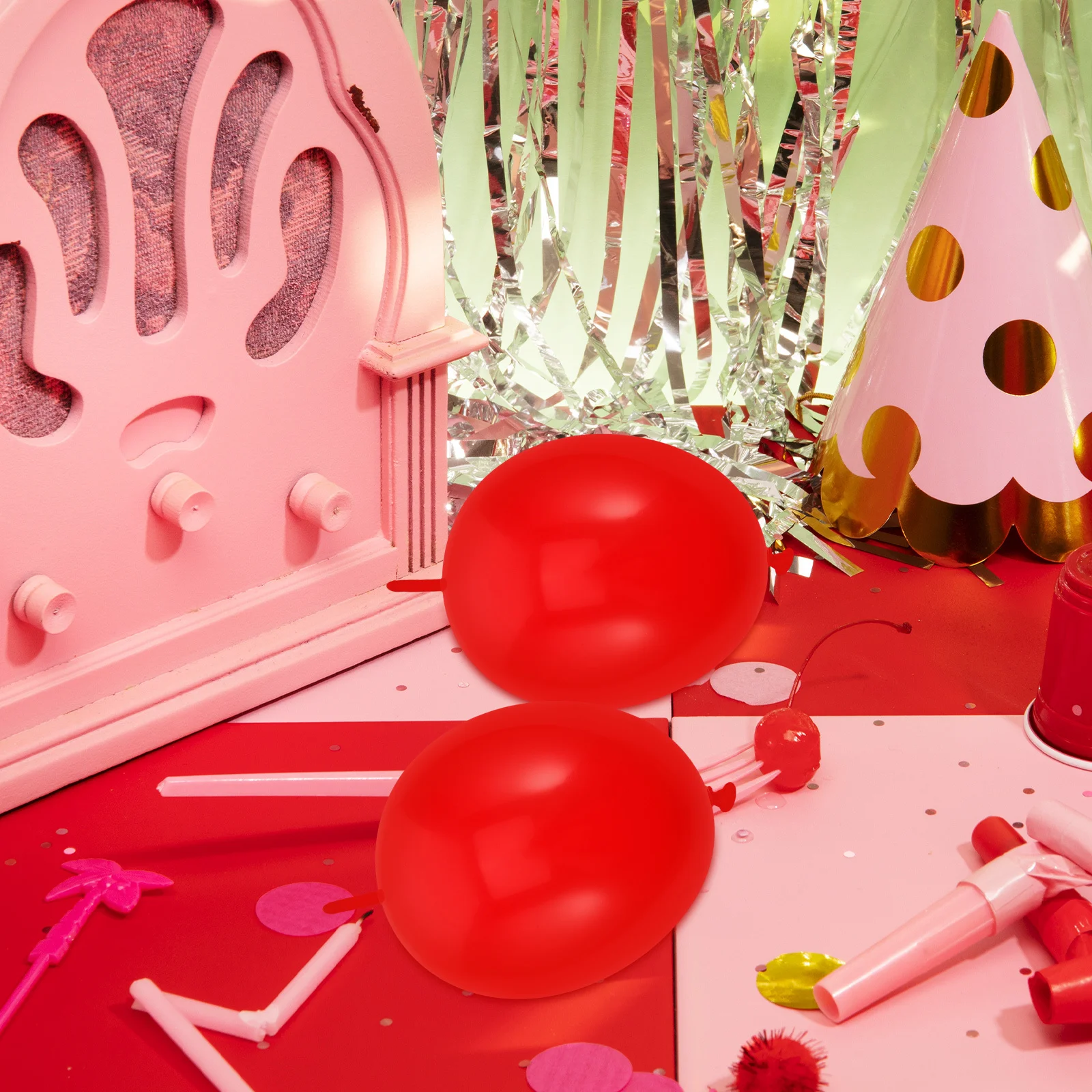 

100Pcs Red Latex Link Tail Balloons Birthday Party Decorations Classic Color Safe Easy to Use Eye-Catching Balloon