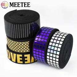 1/2Y 15-50mm Reflective Sequins Elastic Band Trouser Stretch Rubber Webbing Elasticity Tapes Garment Ribbon Belt Sew Accessories