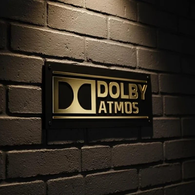 Dolby Atmos Sign: 3D Home Theater Decor, Clear & Black Plexiglass - Cinema Room Light Up Sign, Modern Movie Night Wall Art