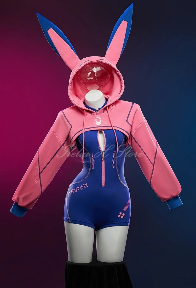 

2025 new Role Play Outfit Tight fitting sports jumpsuit Women Anime D.V A cy Bunny Jumpsuit ber Cosplay Costume Carnival Suit
