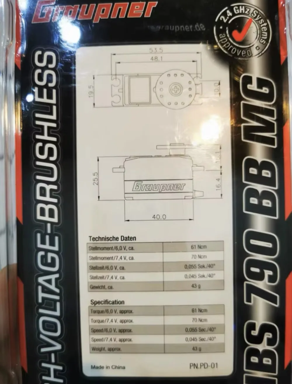 Graupner HBS 790 BBMG ความเร็ว 19.5 มม. 8.V 7 กก. HV BL Digital Servo สําหรับมอเตอร์/เครื่องร่อนเครื่องบิน เฮลิคอปเตอร์ เรือ รถยนต์ และรถจักรยานยนต์